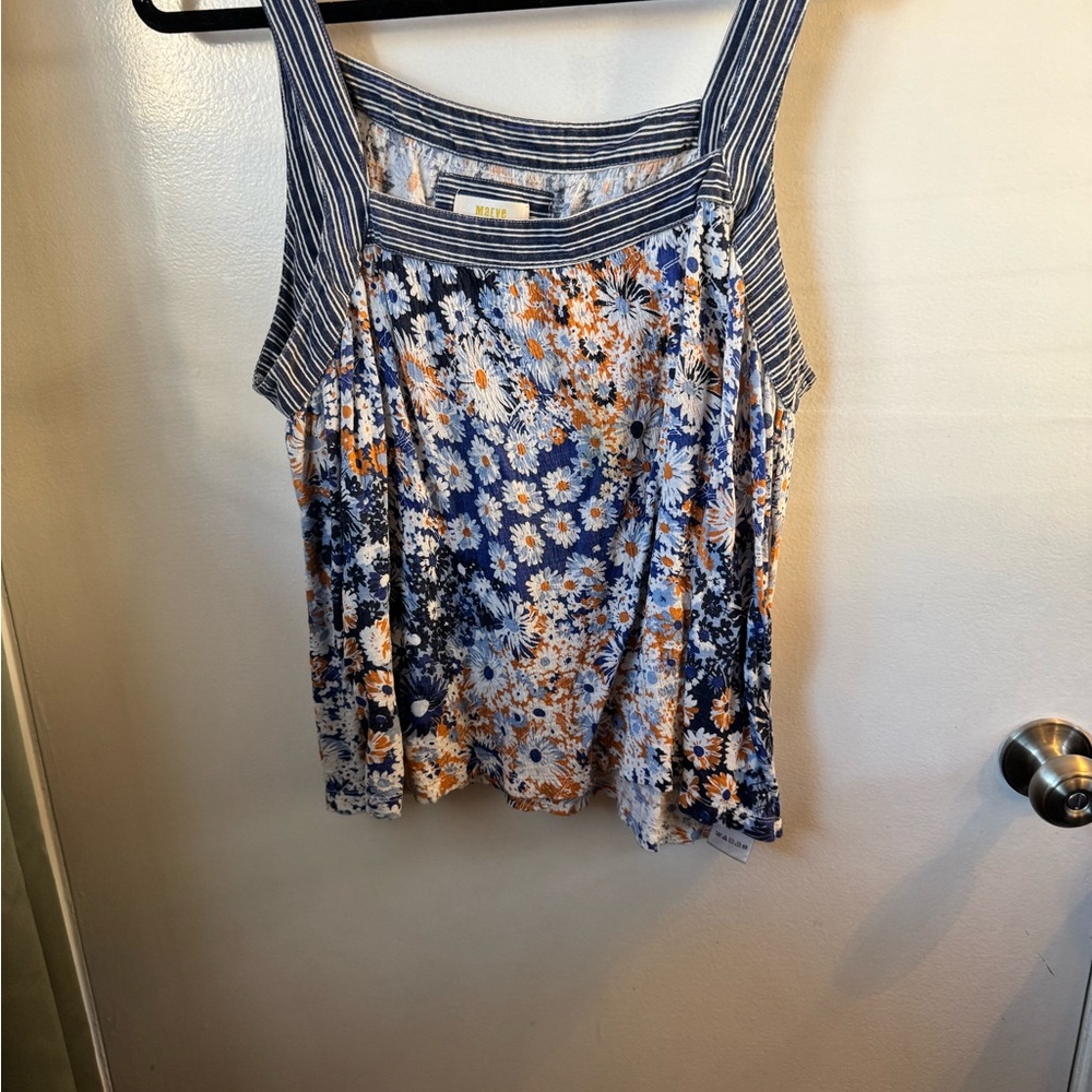 Maeve - Two Floral Blue and Orange Women Tops